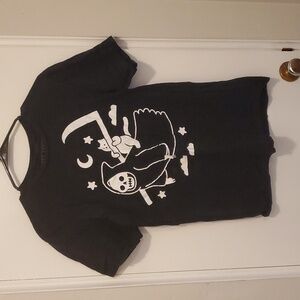Cat riding Grim reapers back women's size Medium short sleeved shirt 100%cotton